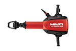 A Hilti TE 1000-AVR demolition hammer, featuring a red and black design with multiple operational controls.