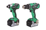 Two green and black cordless power drills with battery packs, showcasing different designs.