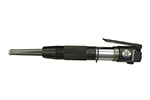 A metal and plastic pen with a clip and a retractable tip.