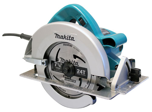 A Makita circular saw with a 7 1/4 inch blade, designed for framing, featuring a blue and silver body.