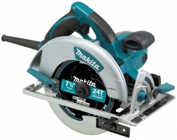 A Makita circular saw featuring a 7-inch blade with 24 teeth, designed for efficient cutting.