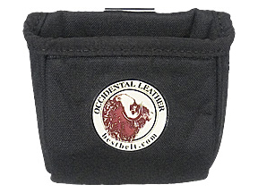 A black fabric tool pouch with a circular logo featuring an eagle and 'Occidental Leather' text.