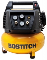 Bostitch portable air compressor with a black top and bright yellow tank.