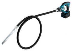 A cordless electric power tool with a long flexible hose, designed for dust extraction or vacuuming.