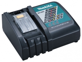 Makita battery charger with LED indicators for charge status.