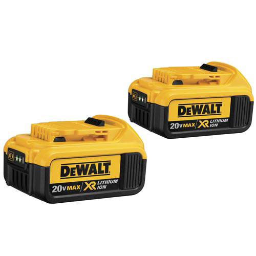 Two DeWALT 20V MAX XR lithium-ion battery packs