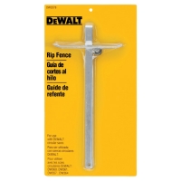 Dewalt Rig Fence tool package with a yellow background, displaying the tool and its multilingual description.