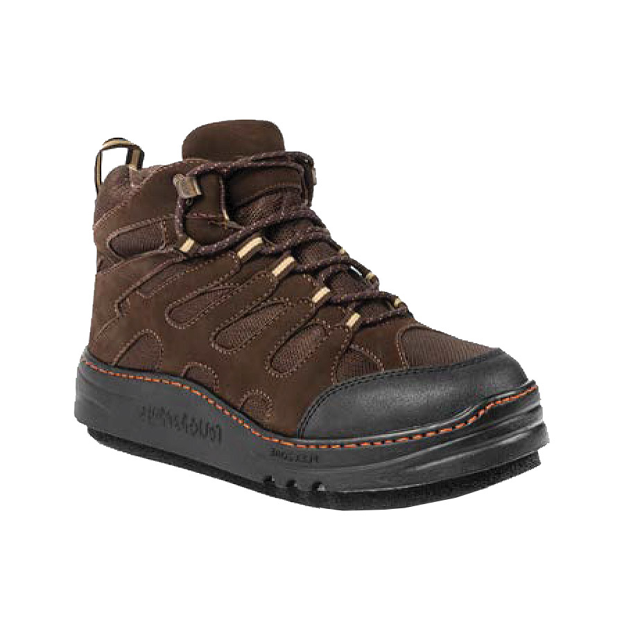 Brown hiking boots with a sturdy sole and lacing system, designed for outdoor activities.