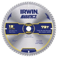 Irwin Marathon 12-inch saw blade with 72 teeth, designed for fine and fast cuts.