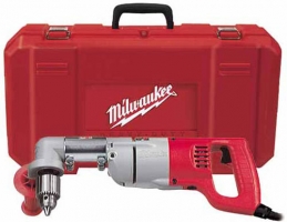 A Milwaukee power drill with a red and silver design, positioned next to a matching red carrying case.