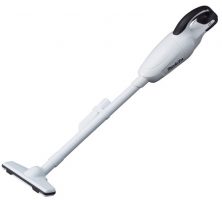 A handheld cordless vacuum cleaner with a sleek white design and a black handle.
