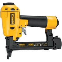 A Dewalt brad nailer, featuring a yellow and black design, designed for fastening materials in construction and woodworking projects.