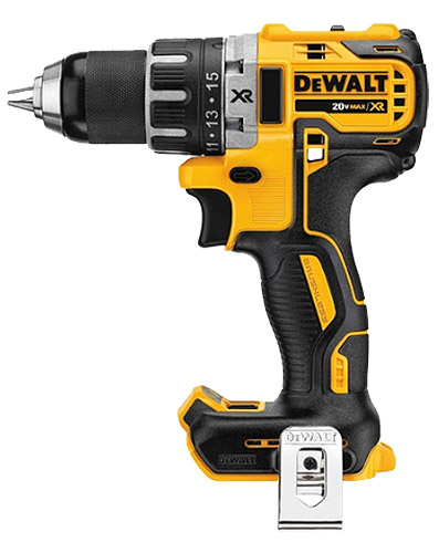 A yellow and black cordless drill with a standard chuck and a 20V MAX XR label.