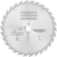 Circular saw blade by DEWALT, 12 inches in diameter with 30 teeth, designed for cutting wood and other materials.