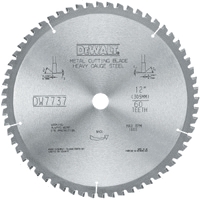 Dewalt 12-inch metal cutting blade, heavy gauge steel with 60 teeth, designed for precision cutting.