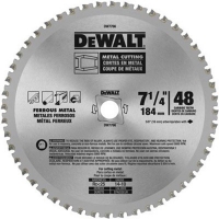 Dewalt metal cutting saw blade, 7 1/4 inches, 48 teeth, designed for cutting ferrous metals.