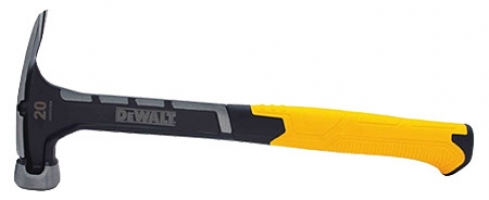Dewalt 20-ounce claw hammer with a black and yellow handle.