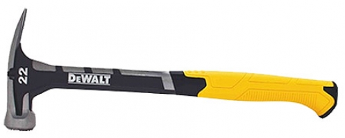 A Dewalt 22-ounce claw hammer with a black and yellow handle, designed for durability and ease of use.