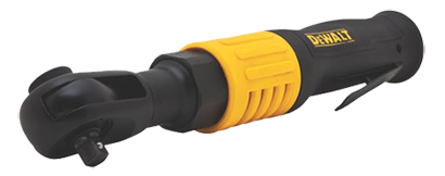 A DEWALT ratchet wrench featuring a black and yellow design, designed for tightening and loosening bolts.