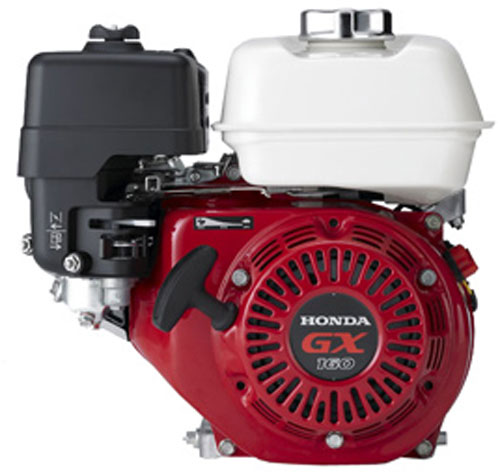 Honda GX160 small engine with a red casing and black housing, designed for various outdoor power equipment.