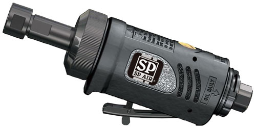 A SP Air pneumatic tool featuring a nozzle and ergonomic design, intended for various maintenance applications.