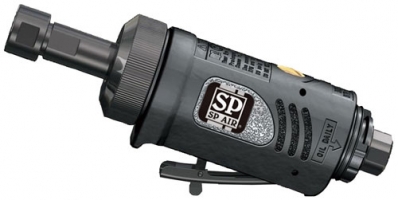 An SP Air air tool with a black and silver design, featuring a nozzle and a trigger mechanism.