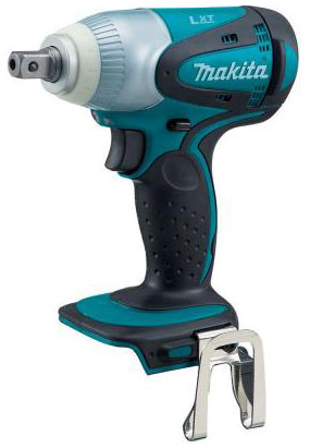 A Makita cordless impact driver featuring a blue and black design, with a hex chuck and a metal belt clip.