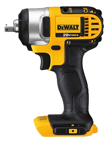 A cordless DeWALT impact wrench featuring a yellow and black design, labeled '20V MAX'.