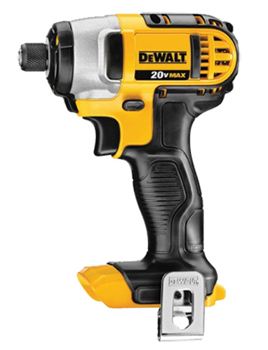 A DeWALT 20V MAX cordless impact driver in yellow and black.