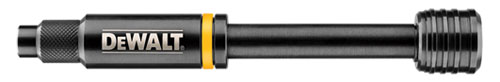 Close-up image of a DEWALT tool accessory featuring a black and yellow design.