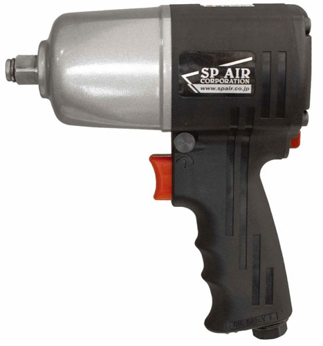 An air impact wrench with a black handle and silver body, designed for use in automotive and industrial applications.