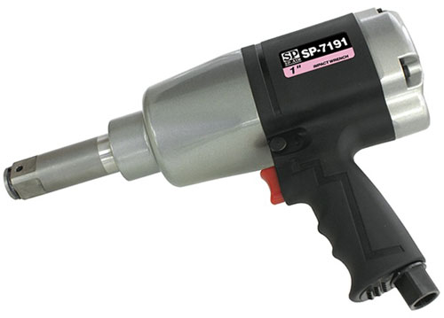 A 1-inch impact wrench with a metallic body and a black rubber handle, designed for heavy-duty use.