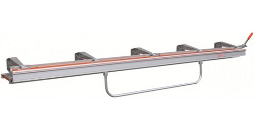 A professional-grade aluminum level with multiple mounting brackets and a handle, designed for precise leveling in construction projects.