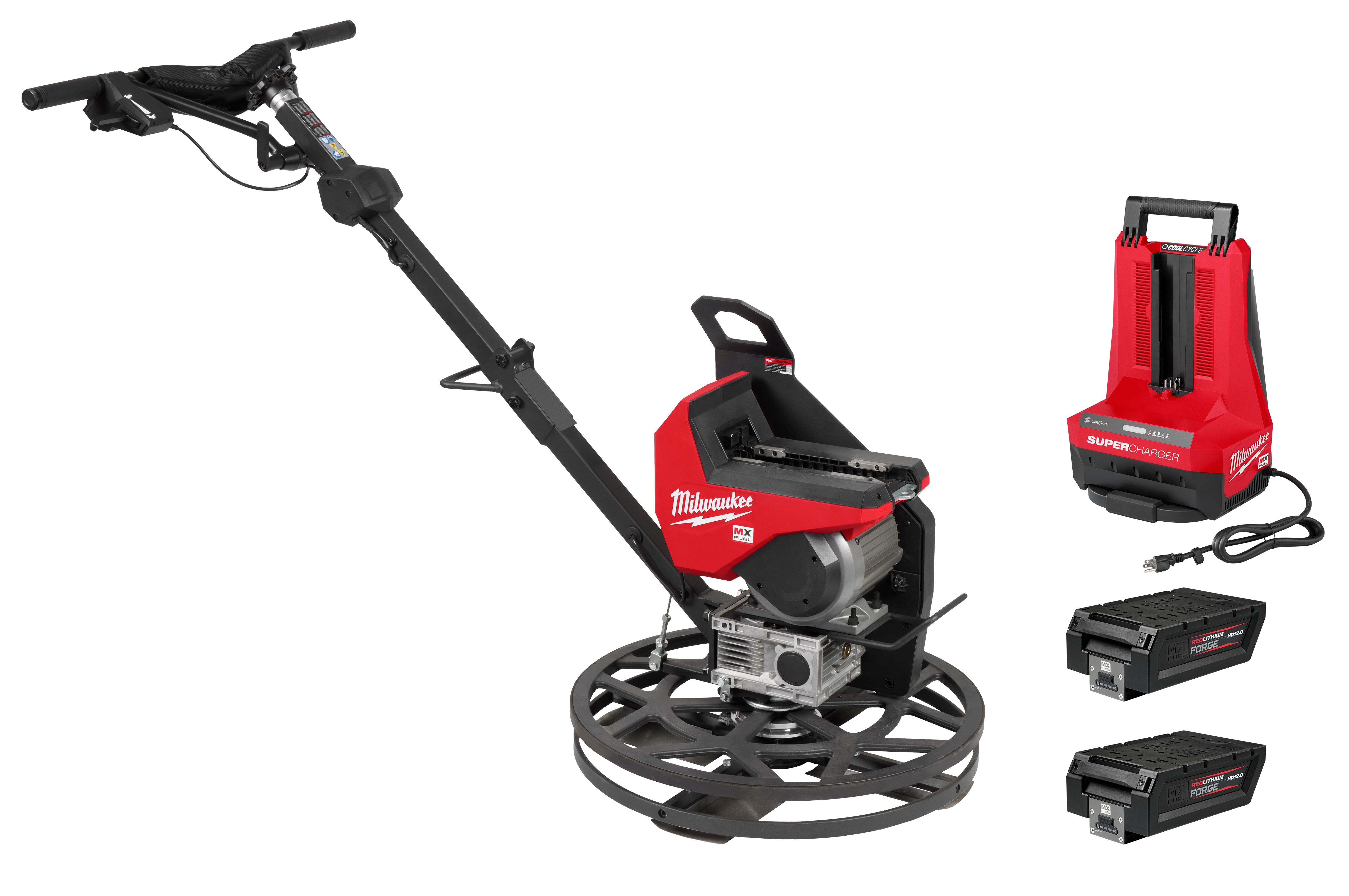 Milwaukee MX Fuel surface preparation tool with supercharger and two Redlithium Forge batteries