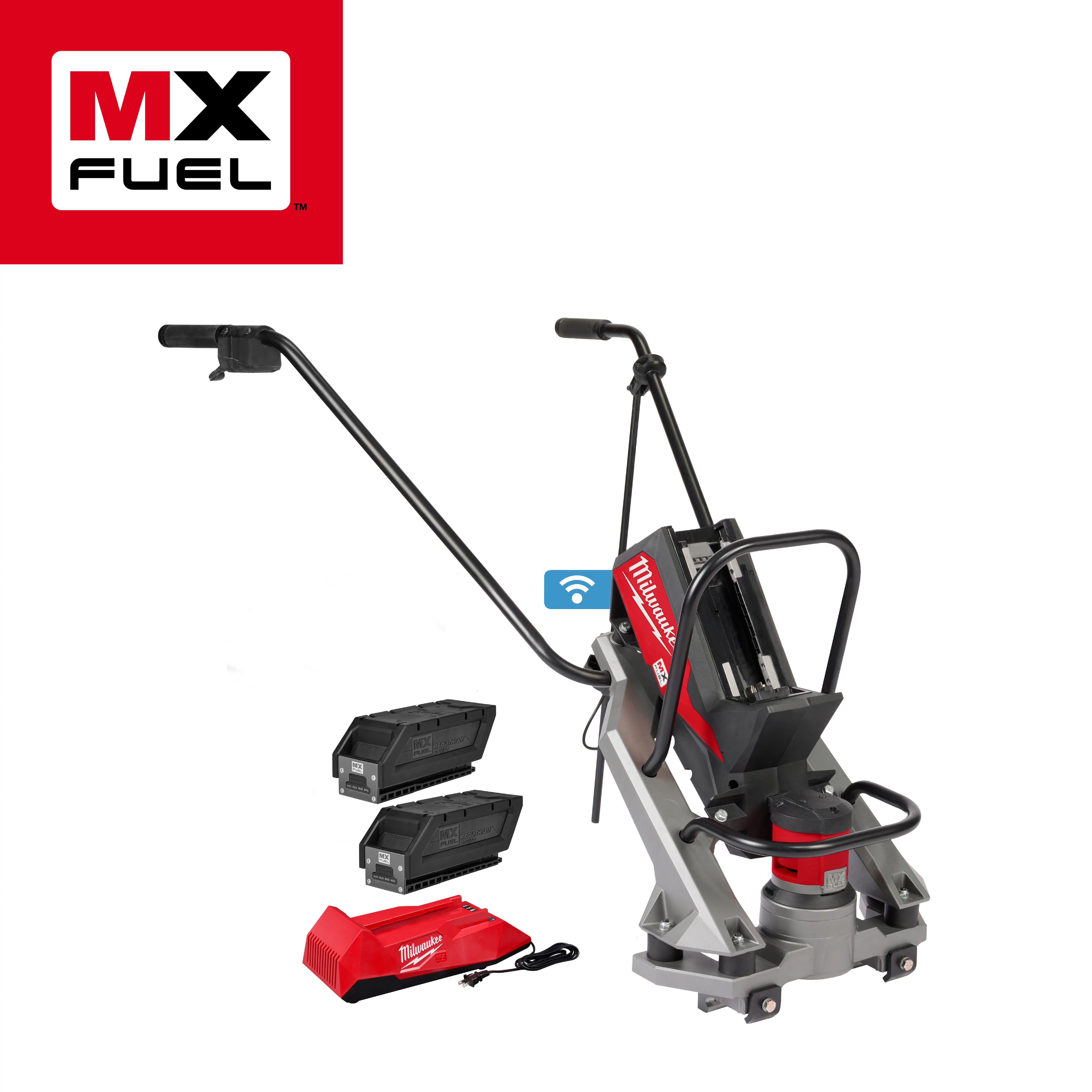 Milwaukee MX FUEL hand-held power tool with two batteries and charger